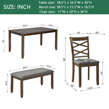 Load image into Gallery viewer, Elegant 6 Piece Dining Table Set With 4 Chairs And Bench
