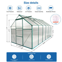 Load image into Gallery viewer, Polycarbonate house Raised Base And Anchor Aluminum Heavy Duty Walk-In houses For Outdoor Backyard In All Season

