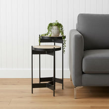 Load image into Gallery viewer, Marble Metal Nested Tables (Set of 2) - Brown / Black
