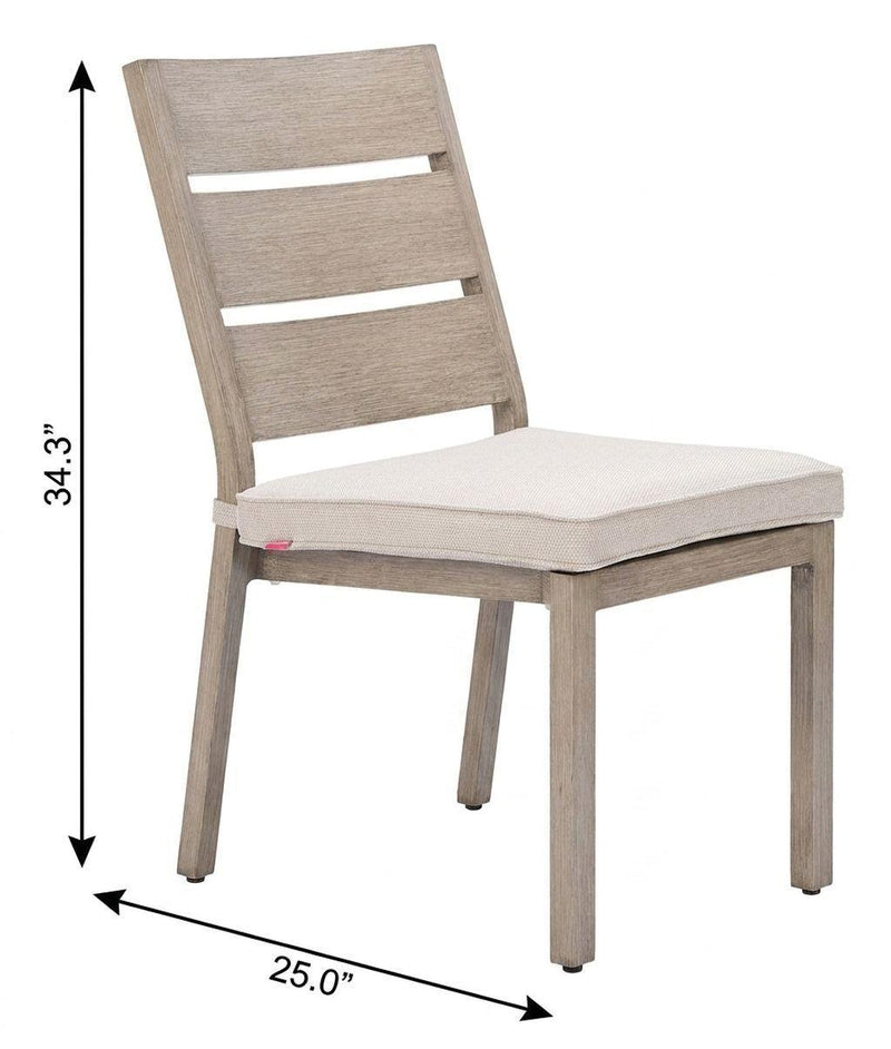 And Natural Slipcovered Olefin And Aluminum Slat Back Dining Side Chairs (Set of 2) - Gray