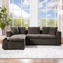 Load image into Gallery viewer, Modern L Shaped Sectional Sofa With Upholstery And Wooden Storage
