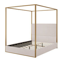 Load image into Gallery viewer, Luxury Canopy Bed With Plush Corduroy Upholstered Headboard
