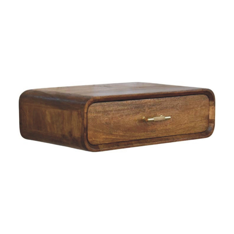 Solid Wood One Drawer Floating Nightstand (731546) - Amber