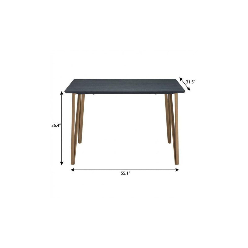 Wood Steel Counter Height Dining Table - Black / Gold