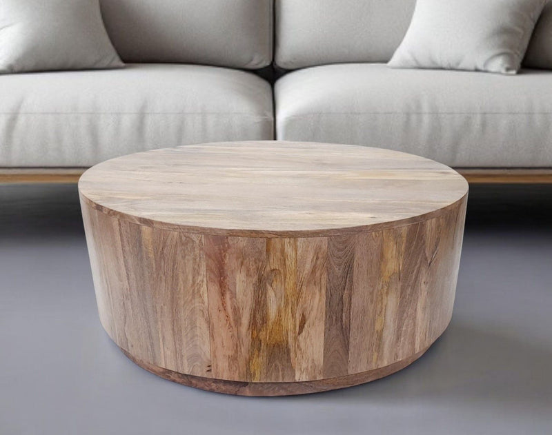 Solid Wood Round Coffee Table - Natural