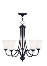 Load image into Gallery viewer, 22" Five Light Dimmable Chandelier With Shades - Black

