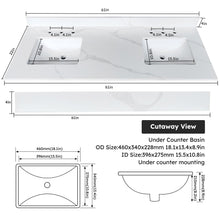 Load image into Gallery viewer, Bathroom Vanity Top With Undermount Sink, 3 Pre Drilled Holes
