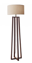 Load image into Gallery viewer, Solid Wood Novelty Floor Lamp With Beige Drum Shade - Brown
