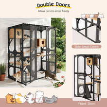 Load image into Gallery viewer, Outdoor Cat Enclosure With Sleeping Houses, Jumping Platforms, Scratching Post
