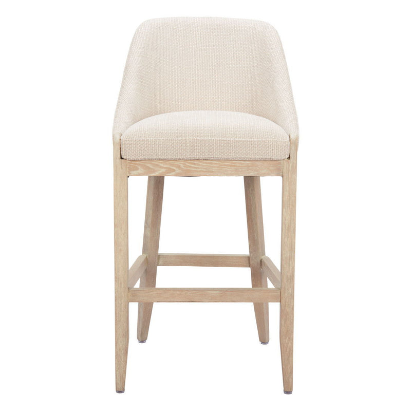 31" Fabric And Solid Wood Bar Height Bar Chair - Beige / Natural
