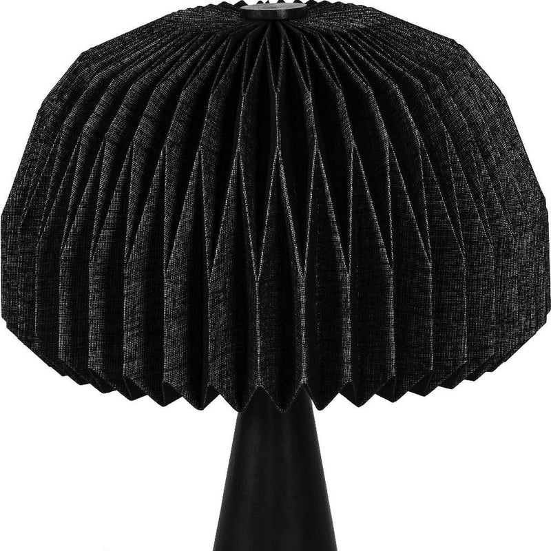 Ribbed Geometric Bedside Lamp With Dome Shade - Black