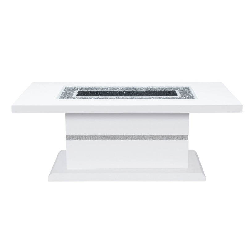 52" Wood And Faux Crystal Pedestal Coffee Table - White