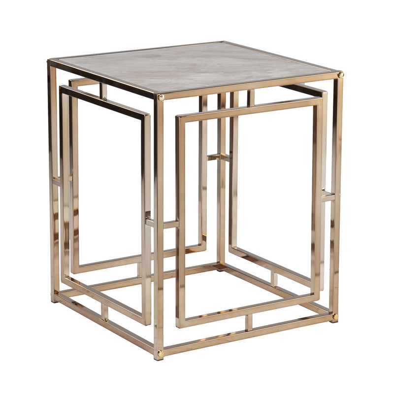 23" Glass Iron Square End Table - Champagne