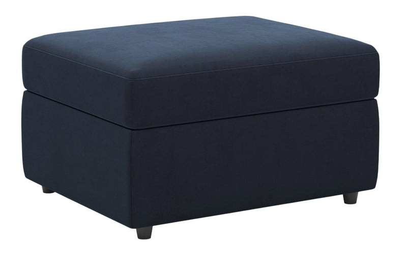 Velvet Storage Ottoman - Blue / Black