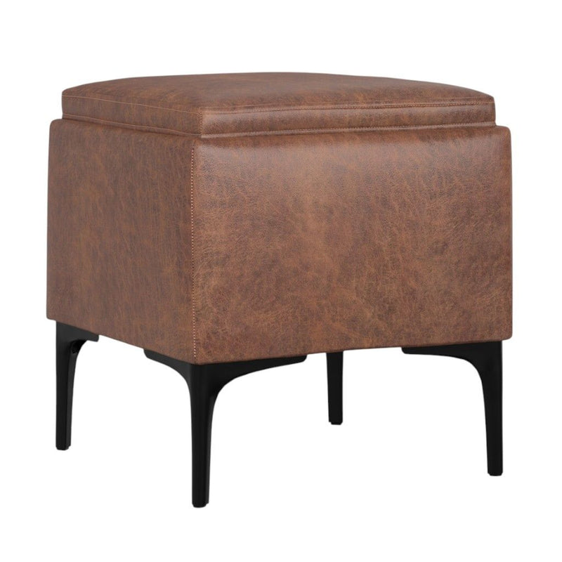18" Upholstery Storage Ottoman - Black / Brown