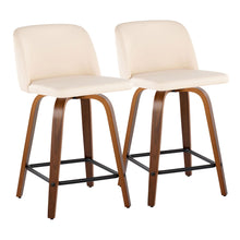Load image into Gallery viewer, Toriano - Mid Century Modern Fixed Height Counter Stool With Swivel With Square Footrest (Set of 2)
