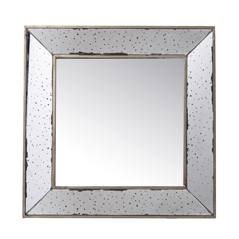 18" Square Metal Framed Antiqued Glass Accent Mirror - Brown