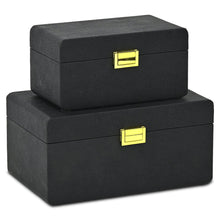 Load image into Gallery viewer, Hand Painted Decorative Box (Set of 2) - Black
