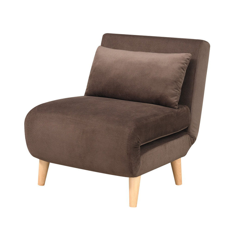 Plush Upholstered Convertible Chair And Toss Pillow - Brown And Natural