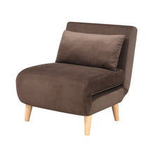 Load image into Gallery viewer, Plush Upholstered Convertible Chair And Toss Pillow - Brown And Natural
