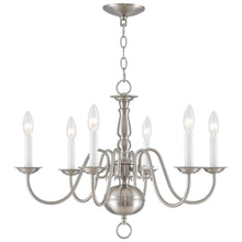Load image into Gallery viewer, 18" Six-Light Dimmable Chandelier With Shades - Nickel
