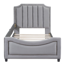 Load image into Gallery viewer, Upholstered Daybed With Classic Stripe Shaped Headboard
