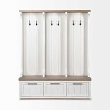 Load image into Gallery viewer, Solid Wood Six Hook Freestanding Coat Rack - White
