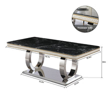 Load image into Gallery viewer, Luxury Modern Dining Table With 6 Chairs Marble Top Titanium Plated Base - Black
