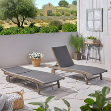 Load image into Gallery viewer, Outdoor Chaise Lounge With Pull Out Tray And Wicker Seat - Gray
