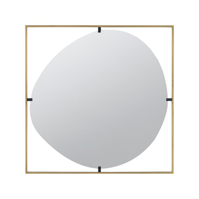 32" Square Iron Framed Accent Mirror - Gold