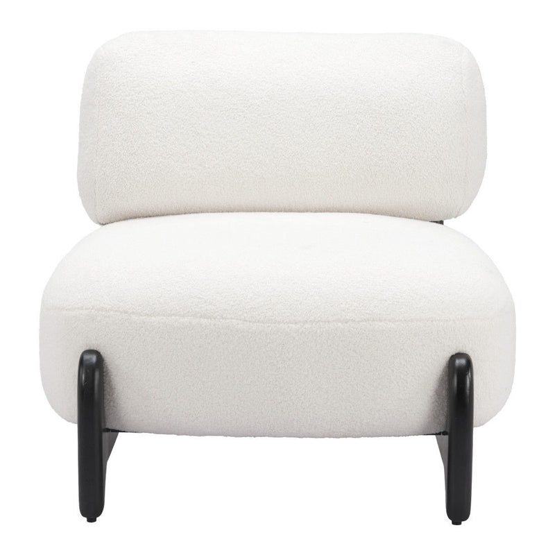 30" Sherpa And Upholstered Side Chair - White / Black