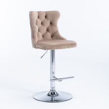 Load image into Gallery viewer, Swivel Barstools Adjusatble Seat Height From 25-33", Modern Upholstered Base Bar Stools With Backs Comfortable Tufted For Home Pub And Kitchen Island (Set of 2)
