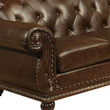 Load image into Gallery viewer, Faux Leather Nailhead Love Seat - Espresso / Black
