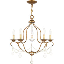 Load image into Gallery viewer, 24" Five Light Dimmable Chandelier With Shades - Antiqued Gold
