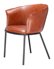 Load image into Gallery viewer, Modern Upholstered Faux Leather Dining Arm Chair - Brown

