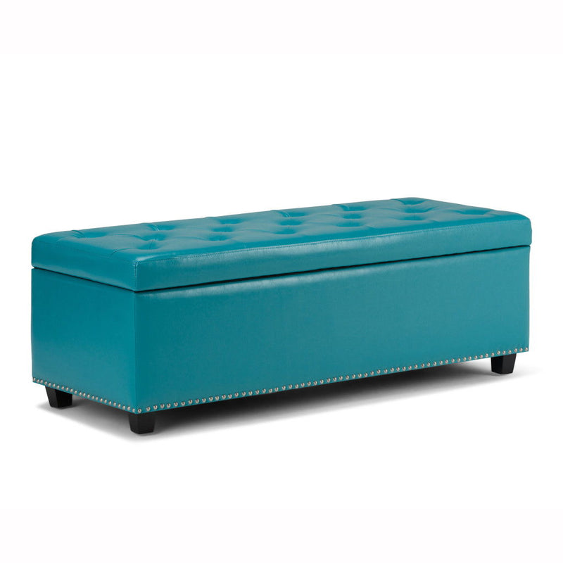 48" Upholstery Storage Ottoman - Dark Brown / Blue
