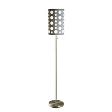 Load image into Gallery viewer, Steel Novelty Floor Lamp With Drum Shade - Silver / Gray And White
