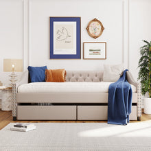 Load image into Gallery viewer, Upholstered Daybed With Two Drawers, Wood Slat Support
