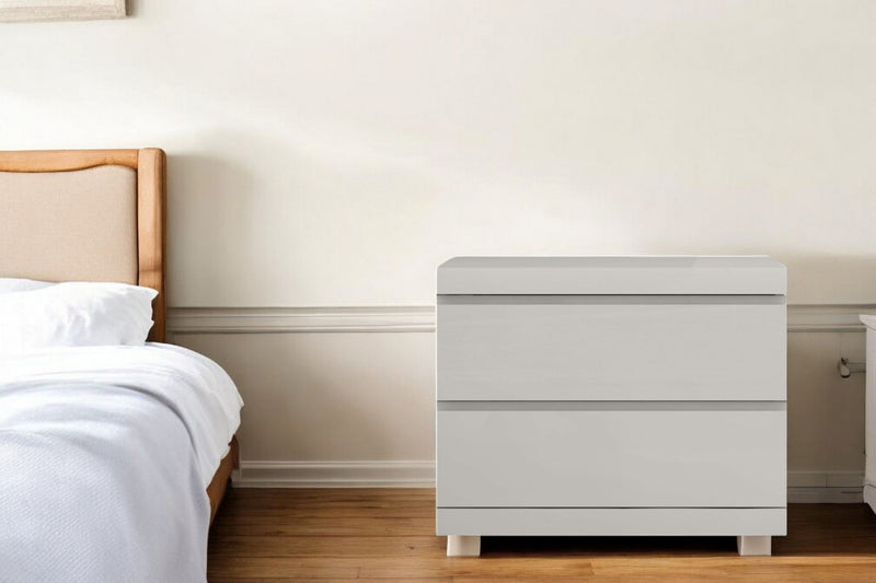 Modern Woodgrain Finish 2 Drawer Nightstand - Gray
