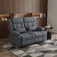 Load image into Gallery viewer, Chenille Manual Reclining Loveseat With Storage Toss Pillows - Slate Blue
