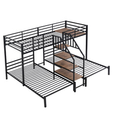 Load image into Gallery viewer, Metal Bunk Bed With Storage Shelves Staircase
