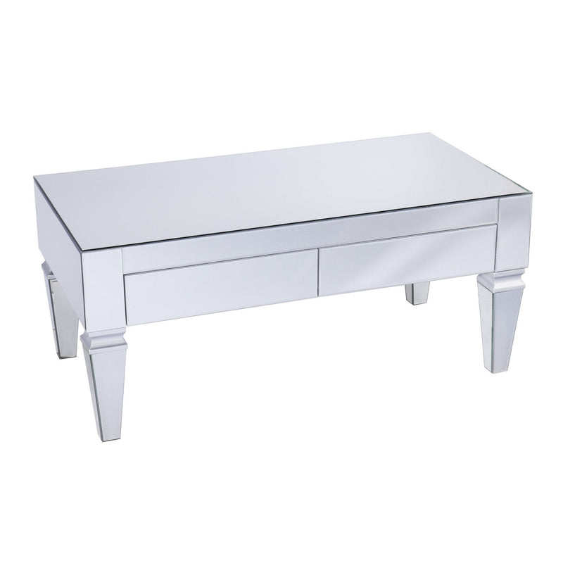Glass With Iron Mirrored Coffee Table - Silver