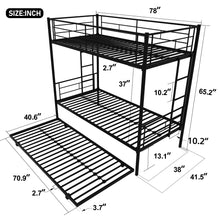 Load image into Gallery viewer, Twin Over Twin Metal Bunk Bed Frame with Trundle（Upgrade reinforcement version）
