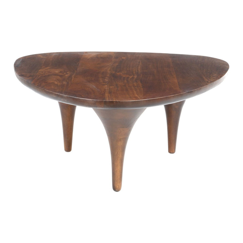 Solid Wood Triangle Pedestal Coffee Table - Brown