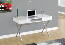 Load image into Gallery viewer, Computer Desk For Home Office, Laptop, Storage Drawers, Glossy Contemporary &amp; Modern
