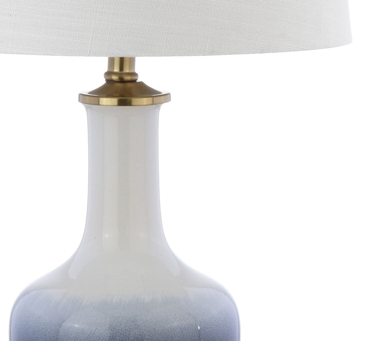 25" Novelty Table Lamp LED With Drum Shade - Gold / White