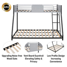 Load image into Gallery viewer, Metal Twin over Full Bunk Bed/ Heavy-duty Sturdy Metal/ Noise Reduced/ Safety Vent Board Guardrail/ CPC Certified/ No Box Spring Needed
