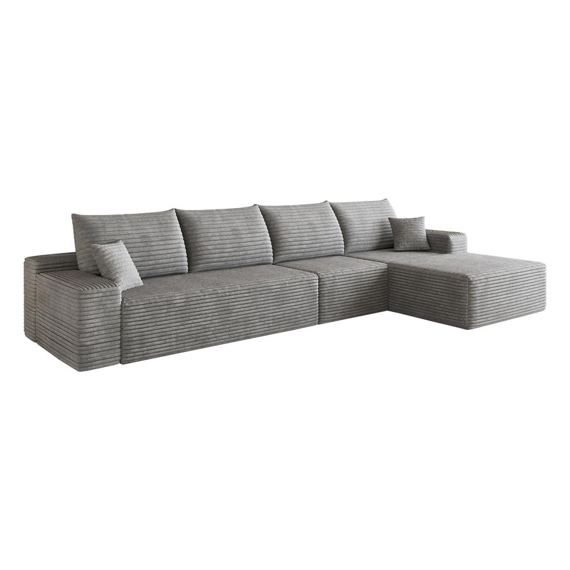 Corduroy Modular L Shaped Sofa And Chaise Sectional (762639) - Gray