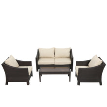 Load image into Gallery viewer, Antibes - 4 Pieces Wicker Chat Set - Brown / Beige
