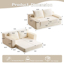 Load image into Gallery viewer, Loveseat Sofa, Comfortable Deep Seat Sofa Bed, Modern Small Corduroy Couch For Living Room Bedroom,Reversible Cushion With Pillows,No Assembly Required,White
